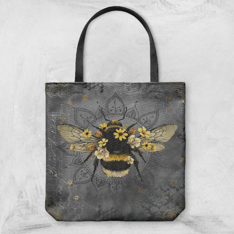 Chic Styles Poison Bee Mandala Skull Grey Casual Tote