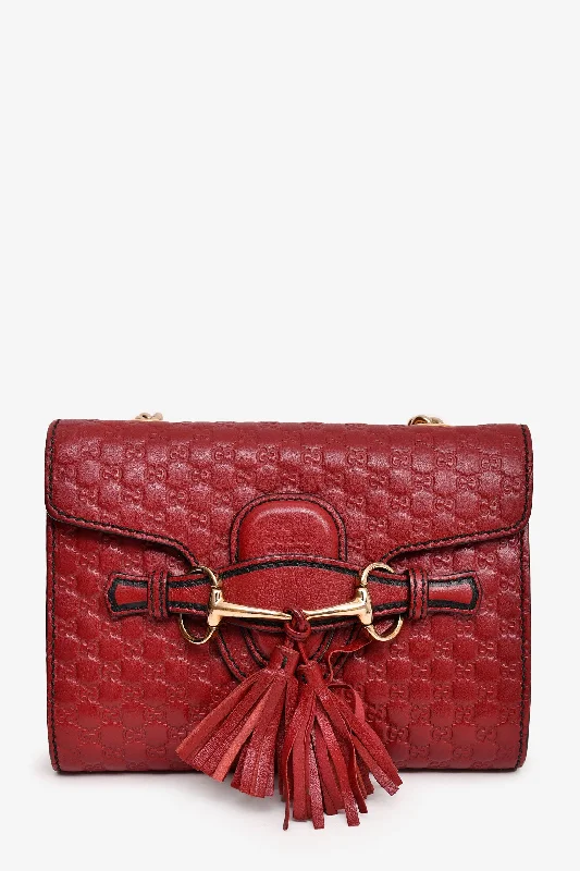 Smart Casual Deals Gucci Burgundy Guccisima Leather 'Emily' Chain Crossbody