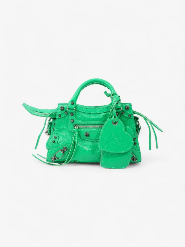 Stylish Savings Balenciaga Neo Cagole City Bag Vivid Green Lambskin Leather XS