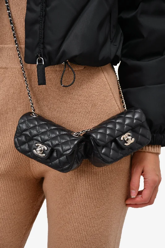 Must Haves Pre-Loved Chanel™ 2011/12 Black Lambskin Twin Flap Shoulder Bag