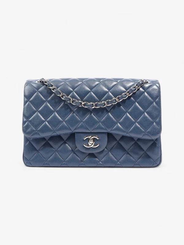 Flash Sale, Don't Miss Chanel Classic Flap Blue Lambskin Leather Large