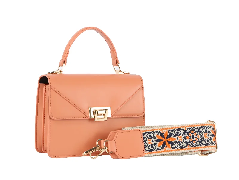 Handbag For Fashion Women Front Flap Top handle Guitar Strap Crossbody