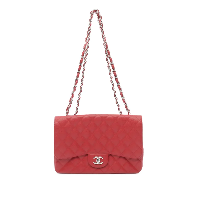 Timeless Elegance Sale Red Chanel Jumbo Classic Caviar Single Flap Shoulder Bag