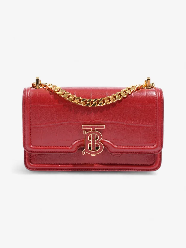 Limited Time Offer Burberry TB Bag Red Embossed Leather Mini