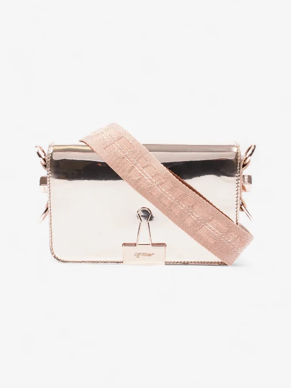 Tote Bag For Everyday Use Off White Binder Clip Bag Rose Gold Polyester