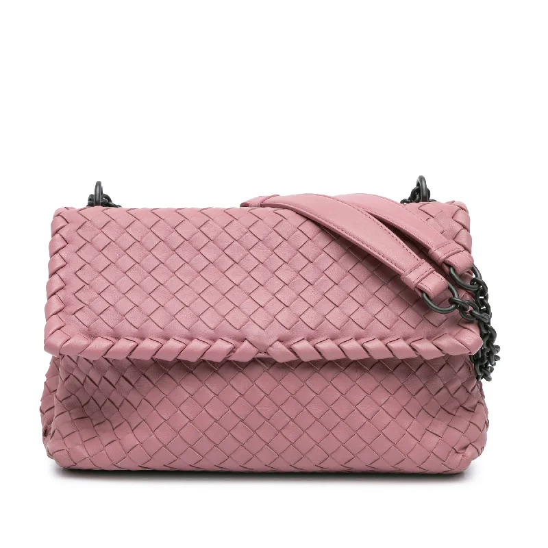 Exclusive Sale Pink Bottega Veneta Small Intrecciato Olympia Shoulder Bag