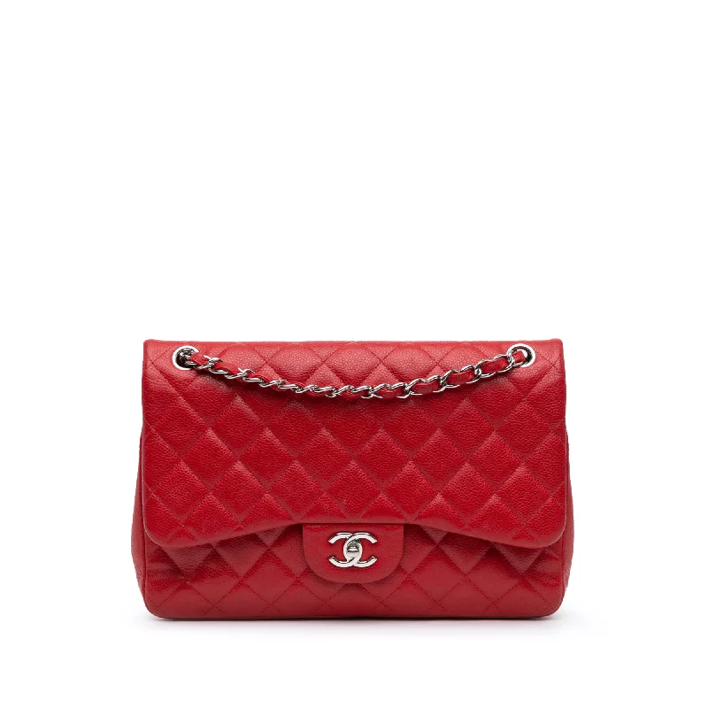 Durable And Fashionable Bags For Daily Use Red Chanel Jumbo Classic Caviar Double Flap Shoulder Bag