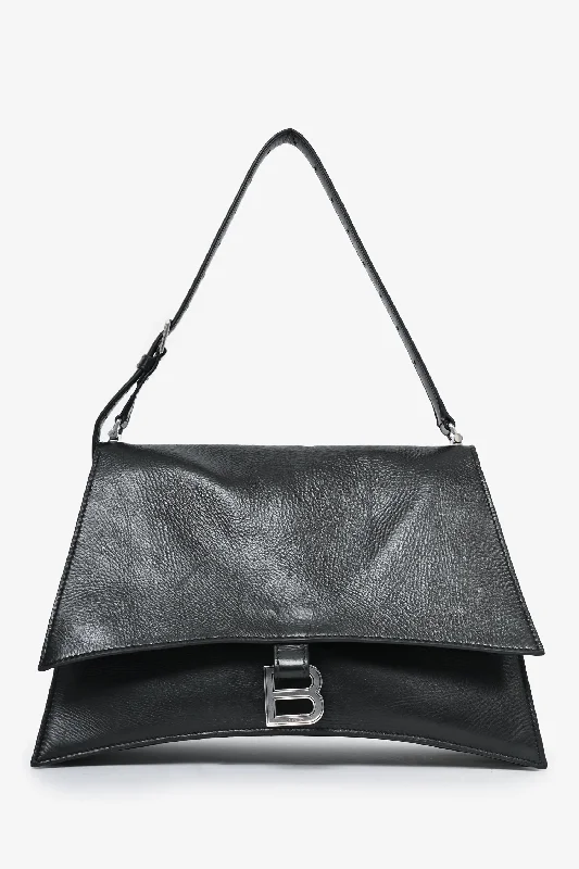 Bags For Personalized Gifts Balenciaga Black Leather Medium Crush Shoulder Bag