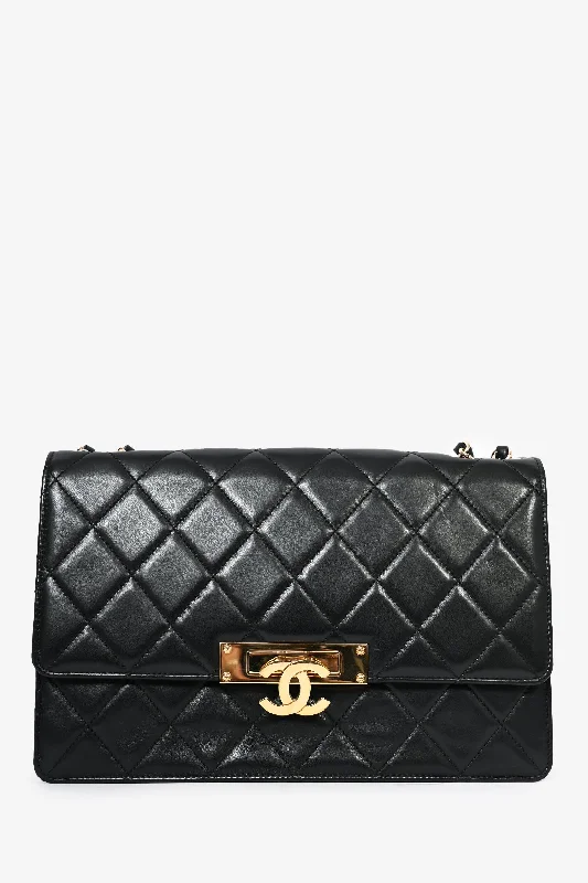 Classic Elegance Sales Pre-Loved Chanel™ Black Lambskin 2013/14 CC Golden Class Large Flap Shoulder Bag