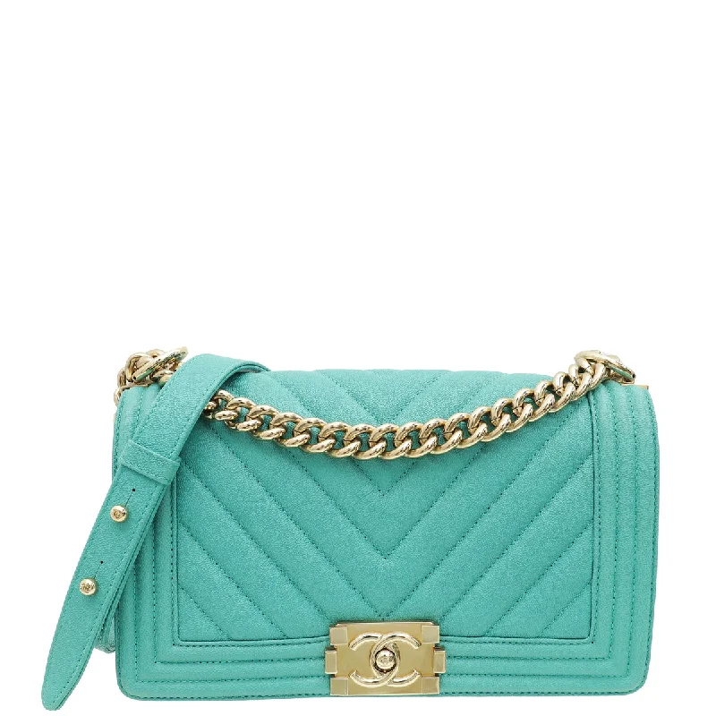Gift Ideas Chanel Aqua Green Le Boy Chevron Medium Flap Bag
