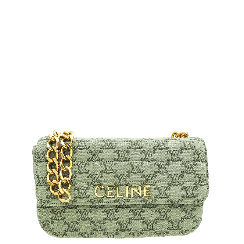 Style Upgrade Celine Khaki Triomphe Print Chain Bag