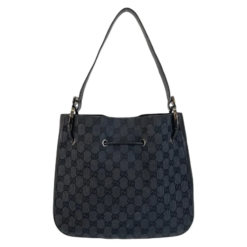 Chic Style, Always In Vogue Gucci Black GG Canvas Leather Shoulder Bag