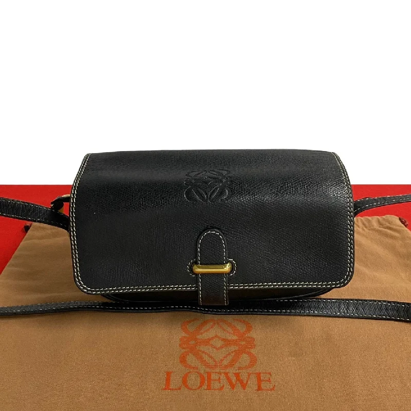 Style Upgrade Loewe Leather Anagram Logo Mini Shoulder Bag Black