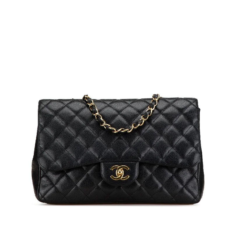 Seasonal Clearance Bags For Summer Black Chanel Jumbo Classic Caviar Single Flap Shoulder Bag