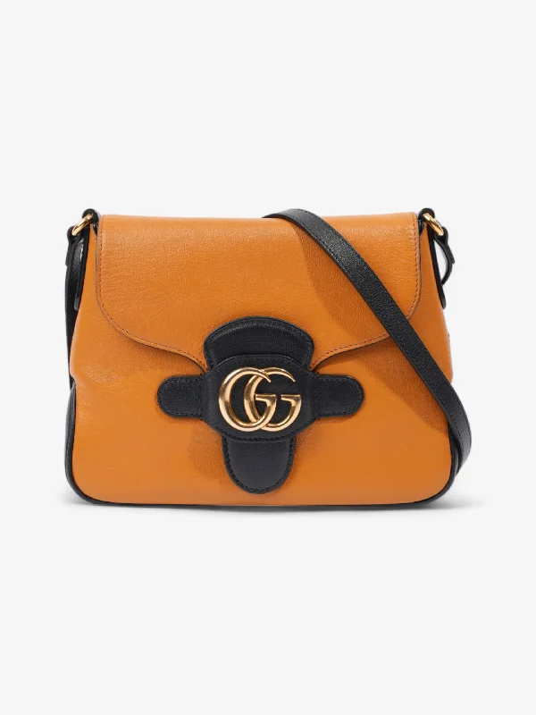 Step Ahead, Lead The Trend Gucci Messenger Bag with Double G Navy Blue / Burnt Orange Leather Small