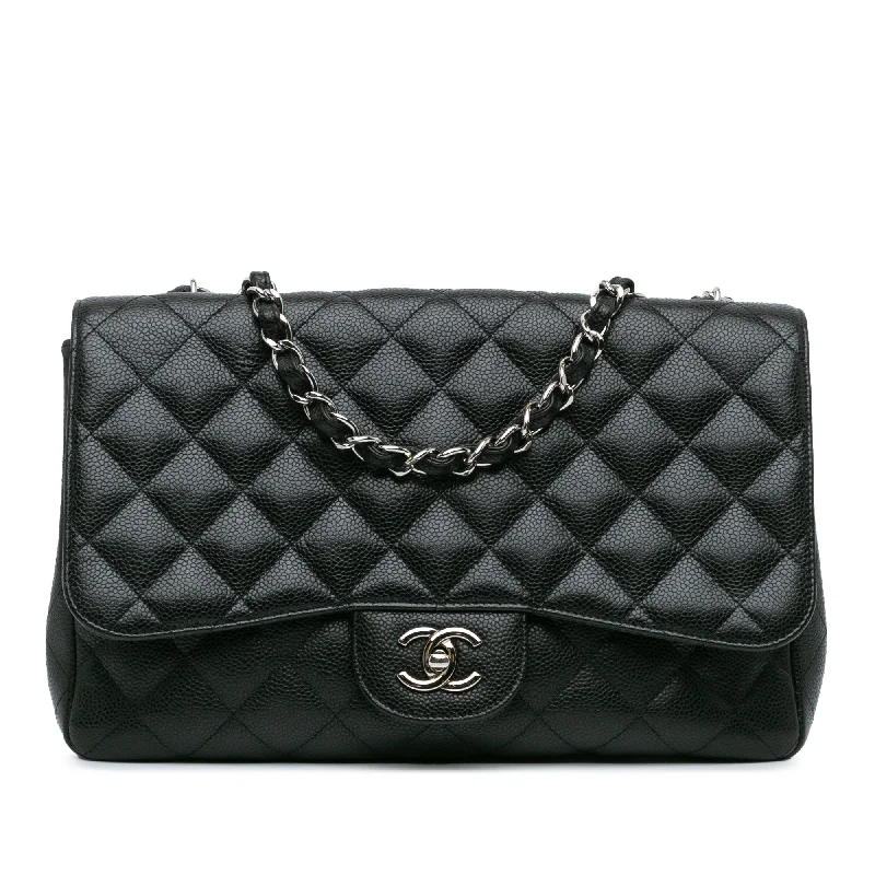Hot Trends Black Chanel Jumbo Classic Caviar Single Flap Shoulder Bag