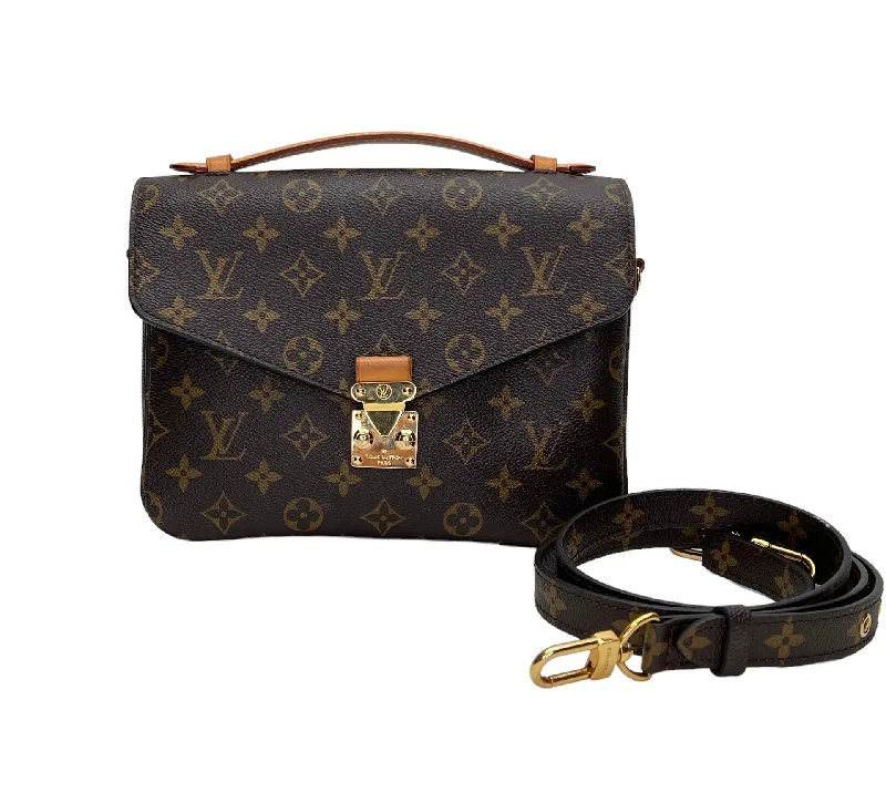 Final Sale Metis Pochette Brown Crossbody Bag in Monogram Coated Canvas, Gold hardware