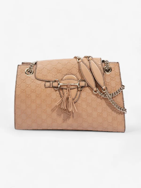 Limited Time Special Offer Gucci Emily Guccissima Chain Light Taupe / GG Supreme Canvas Large
