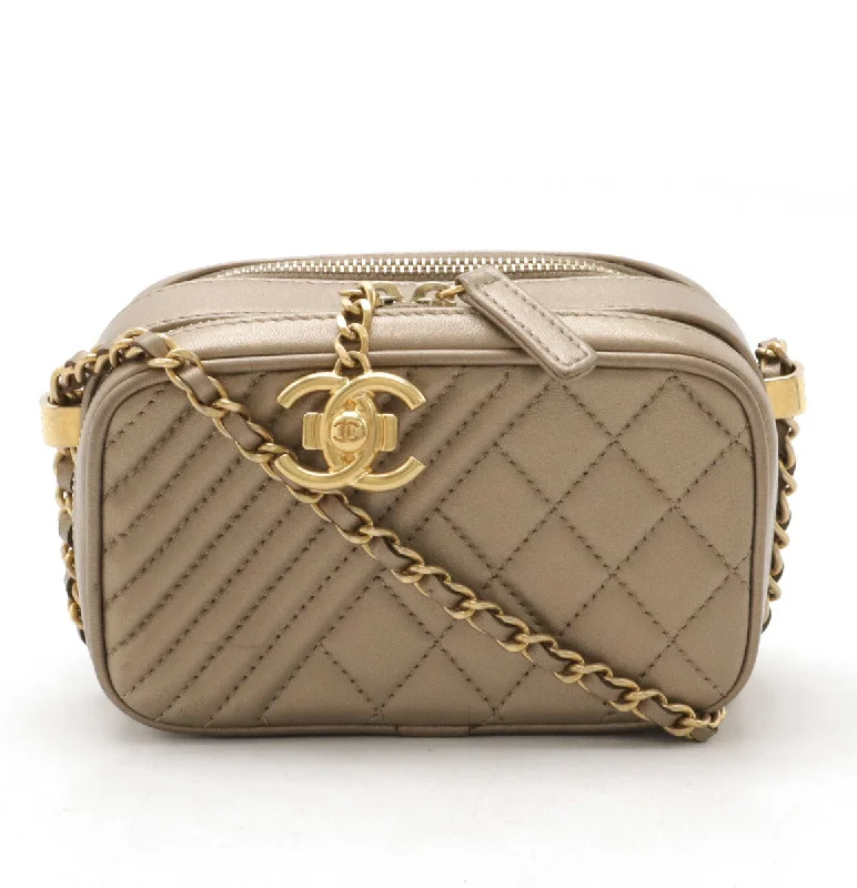 Valentine's Day Chanel Leather Camera Bag Bronze Gold