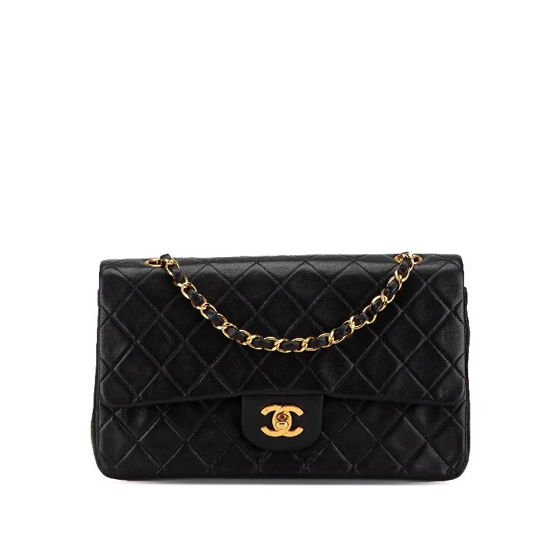Fashion Sale Black Chanel Medium Classic Lambskin Double Flap Shoulder Bag