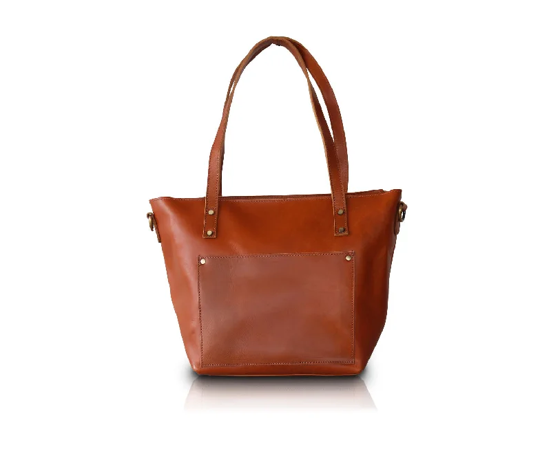 Bid Farewell To The Old Season Leather Tote Bag | Light Brown