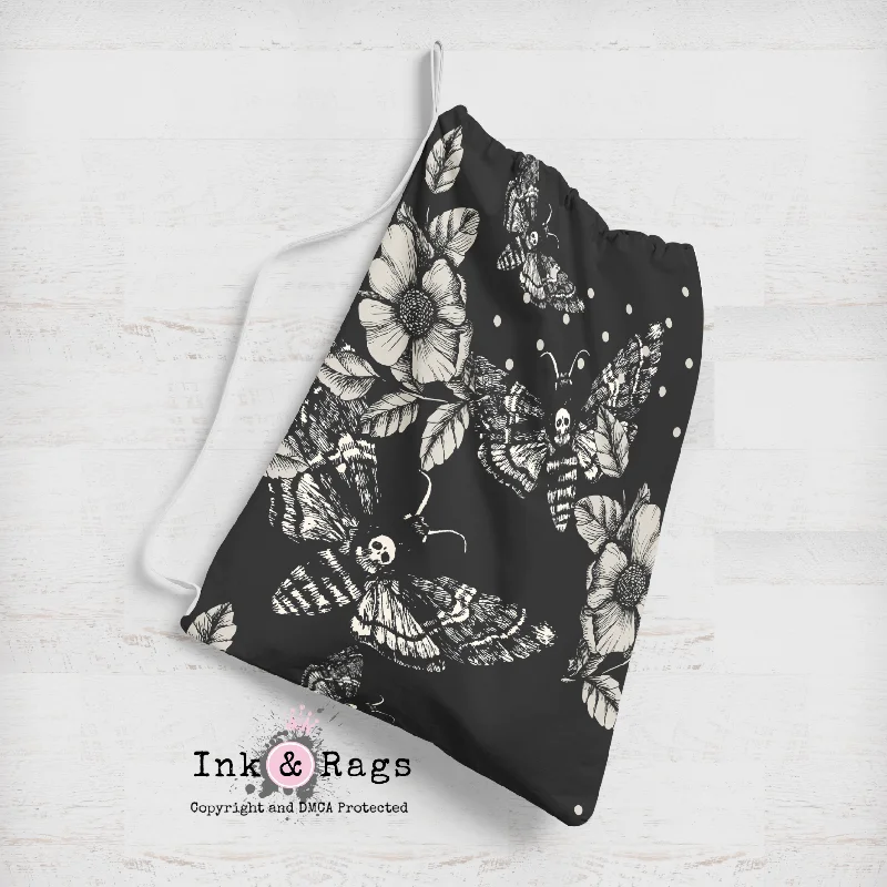 Elegant Bags For Formal Events And Luxury Occasions Death Moth and Flower on Black Sacks