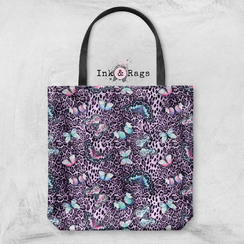Luxury Bags On Sale Purple Leopard Butterfly Casual Tote