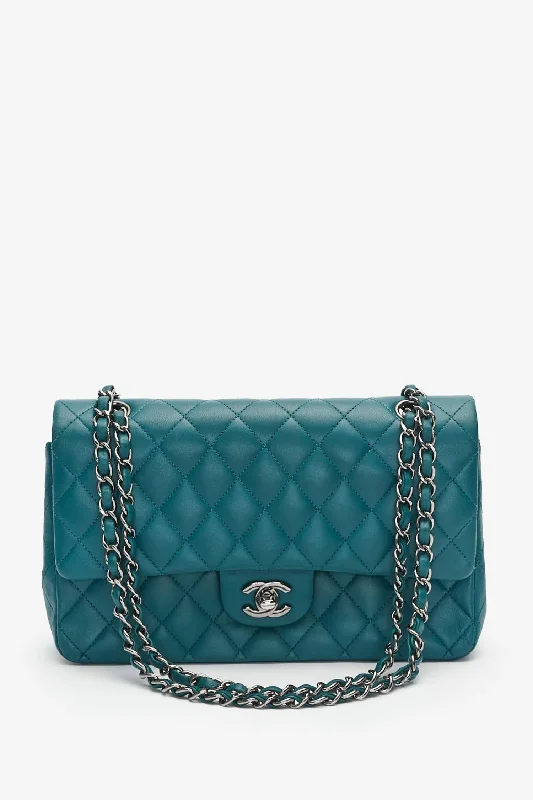Imeless Style Pre-Loved Chanel™ Teal Lambskin Medium Classic Double Flap Bag