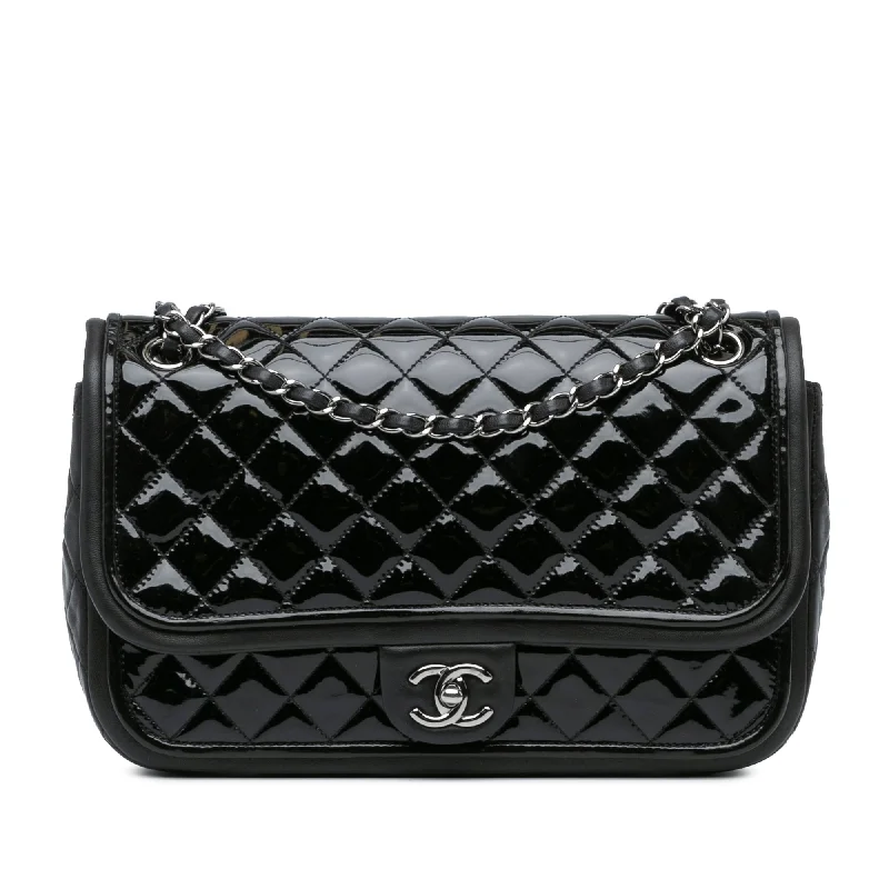 Limited Stock, Big Discounts Black Chanel Jumbo Patent Classic Twist Flap Shoulder Bag