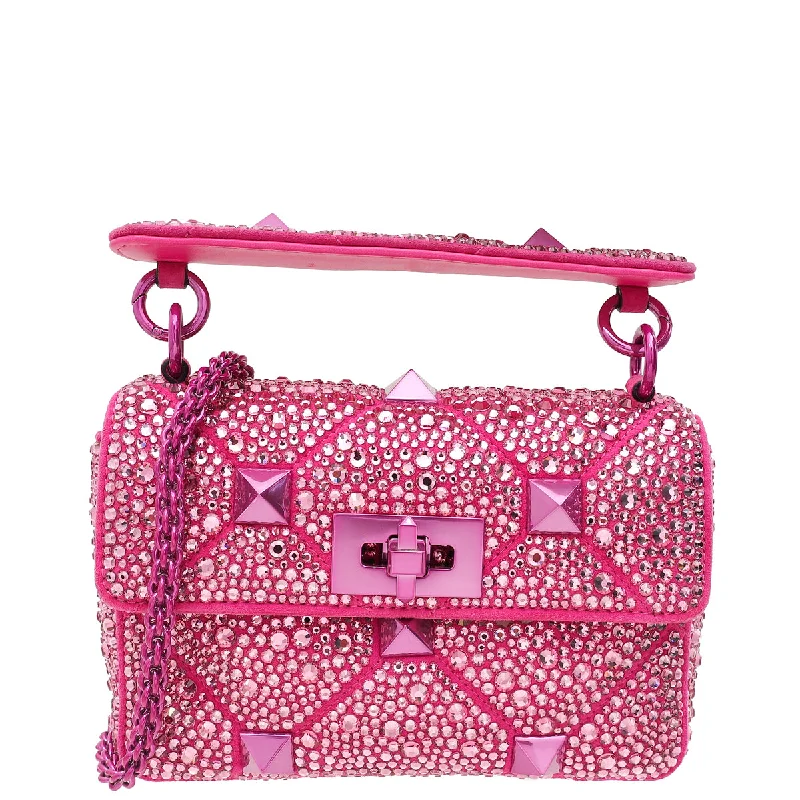 Inspired Bags For Modern Sophistication Valentino Hot Pink Small Roman The Stud Crystal Shoulder Bag