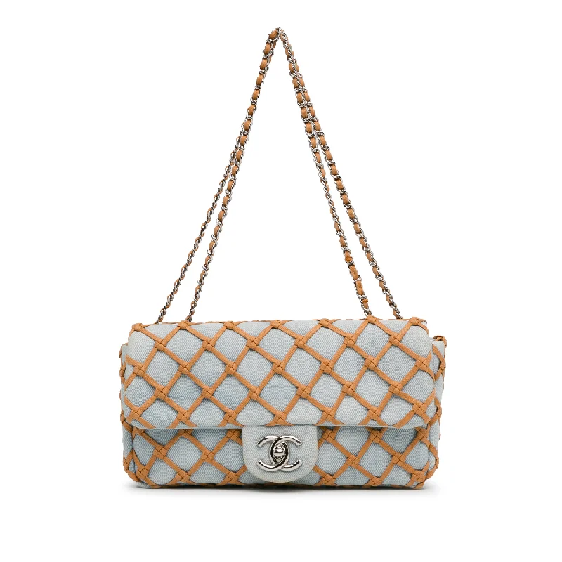 Trend Alert Blue Chanel Small Denim Canebiers Net Flap Shoulder Bag