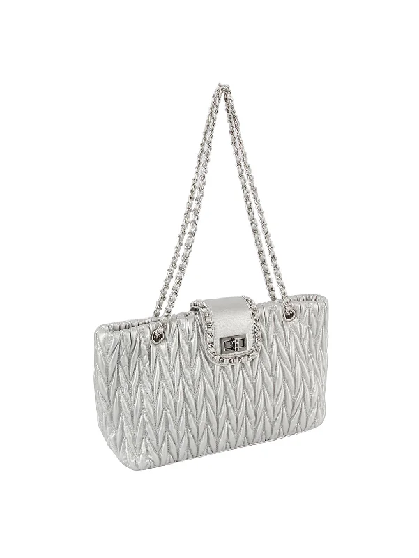 Big Savings Embossed Leather Convertible Chain Shoulder Bag