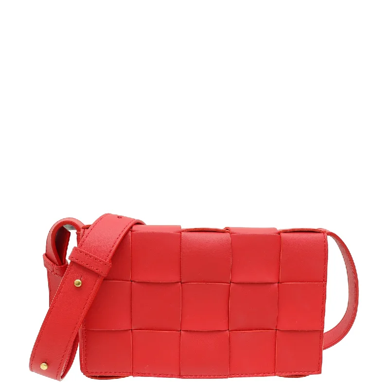 Flash Sale Starts Bottega Veneta Red Cassette Small Crossbody Bag