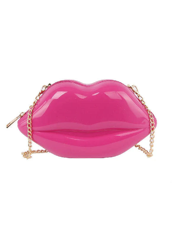 Casual Chic Patent Kissable Lips Shoulder Bag