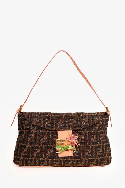 Style Redefined Fendi Limited Edition Brown Zucca Baguette with Crystal Orchid Buckle