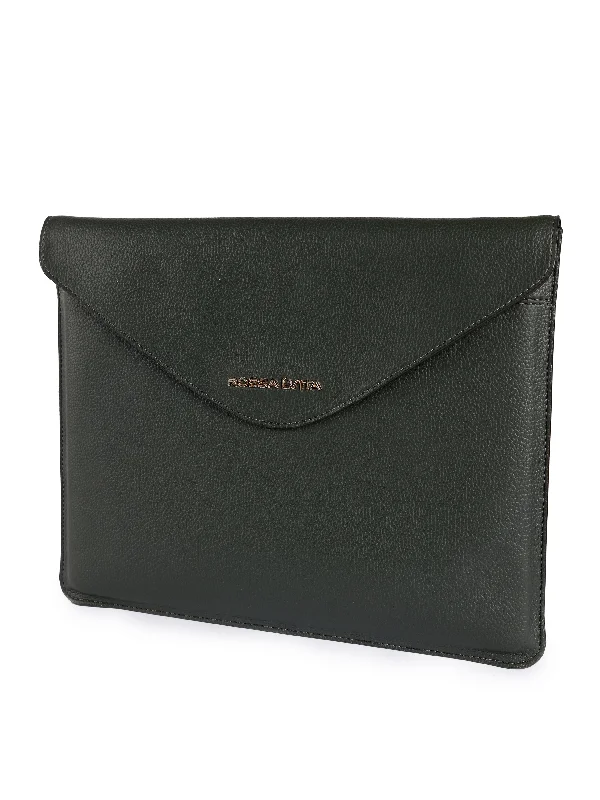 Luxury Bags For Working Professionals Leather Laptop Sleeve : Fern Green