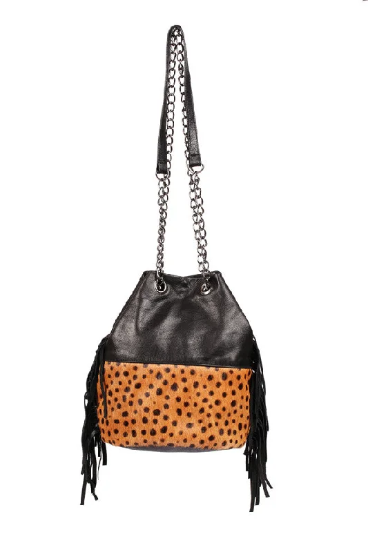 Popular Collection Leather Fringe Bucket Bag