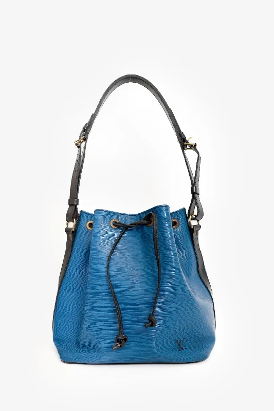 Ends Soon Louis Vuitton Blue Epi Leather Petit Noe Bucket Bag