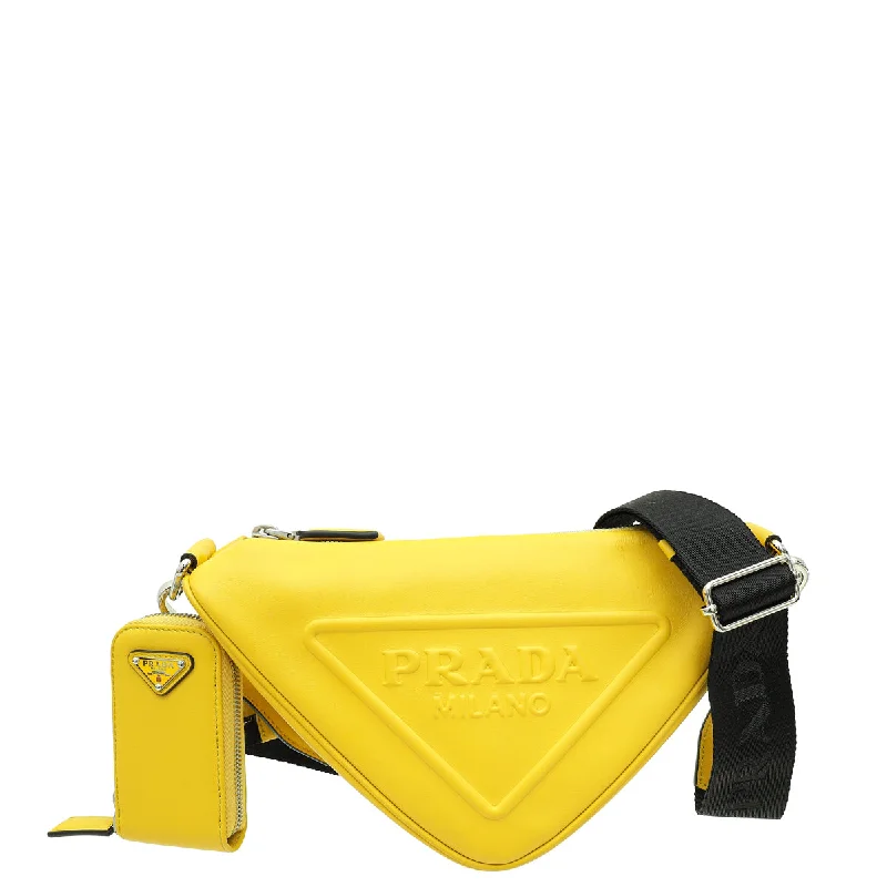 Limited Stock, Big Discounts Prada Yellow Grace Lux Triangle Crossbody Bag