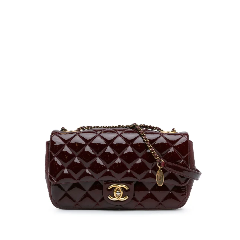 Forward Trendsetter Red Chanel Paris-Salzburg Patent CC Eyelet Flap Shoulder Bag