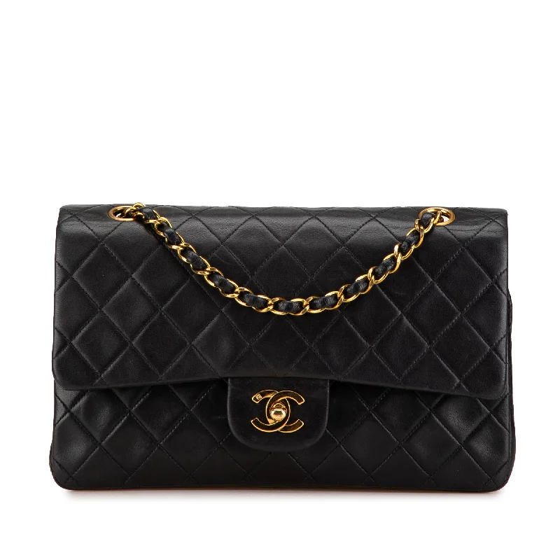 Explore What's New Black Chanel Medium Classic Lambskin Double Flap Shoulder Bag