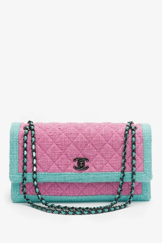 Top Deals Pre-Loved Chanel™ Pink/Blue Tweed Flap Bag