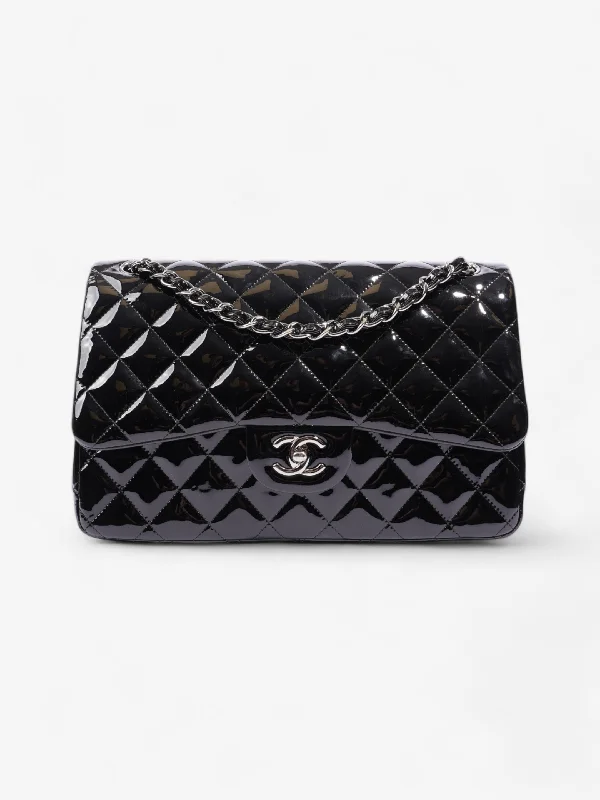 Functional Bags For Busy Moms And Dads Chanel Classic Double Flap Black Patent Leather Jumbo