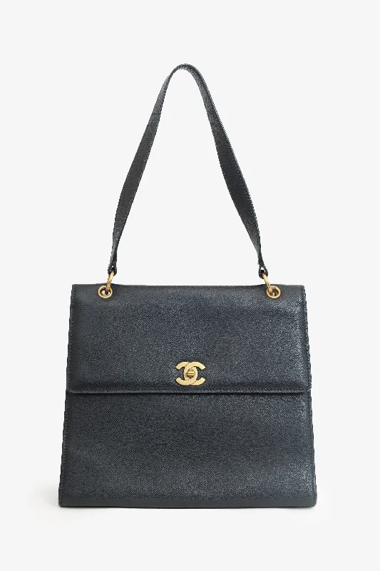 Designer Bags For Luxury Collectors Pre-Loved Chanel™ 1997-99 Black Caviar Leather Straight Flap Shoulder Bag
