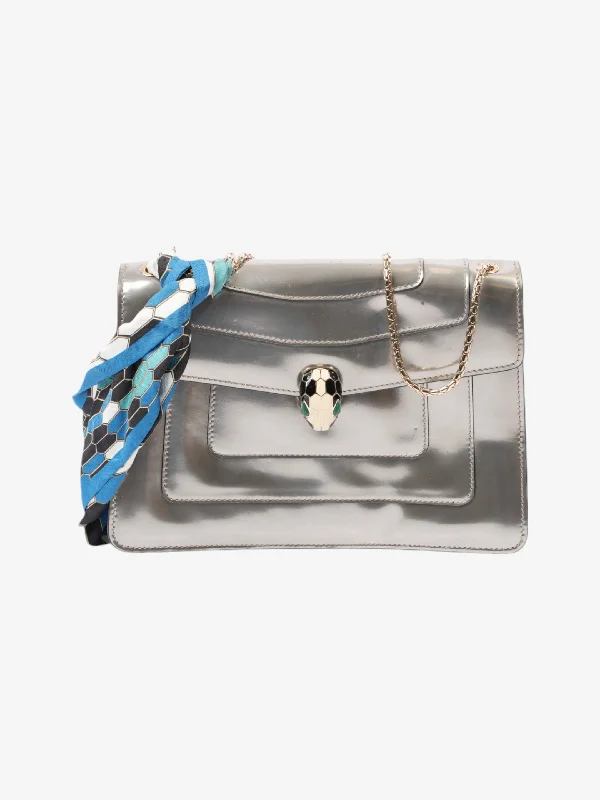 Timeless Style Promotions Bvlgari Serpenti Forever Bag Silver Patent Leather
