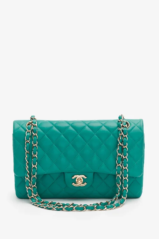 Luxury Bags On Sale Pre-Loved Chanel™ Turquoise Lambskin Medium Classic Double Flap Bag