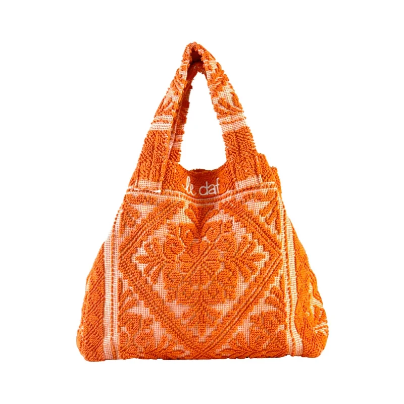 Trendy Looks On Sale Orange Embroidered Tote Bag