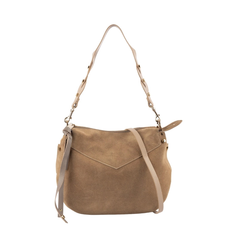 Senior Travelers Jimmy Choo Leather-Trim Suede Artie Shoulder Bag
