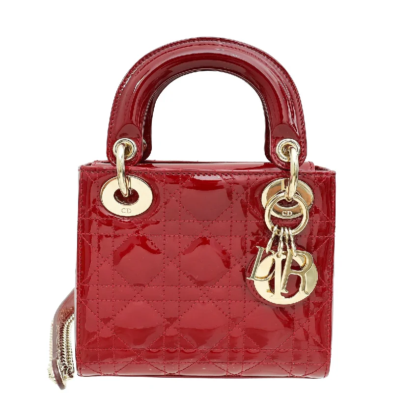 Urban Fashion Christian Dior Cherry Red Lady Dior Mini Chain Bag