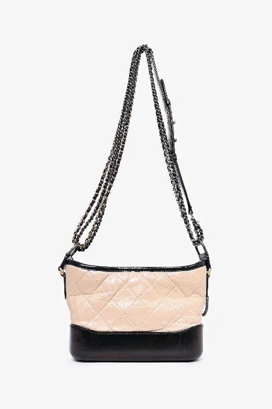 Contemporary Casual Deals Pre-loved Chanel™ 2018 Beige/Black Quilted Small Gabrielle Shoulder Bag (As Is)